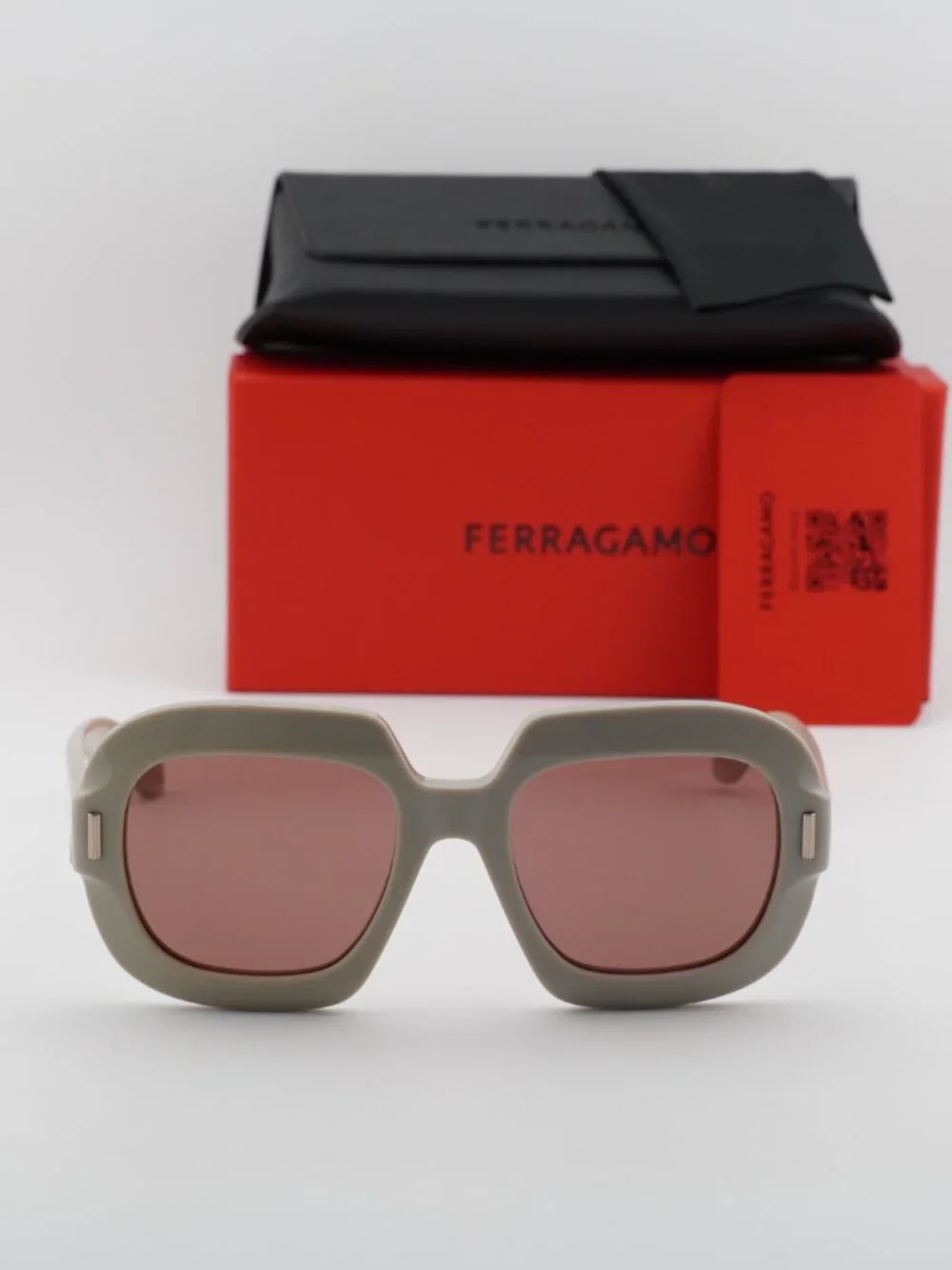Salvatore Ferragamo SF2068SE 259 Square Sunglasses - Beige / Burgundy